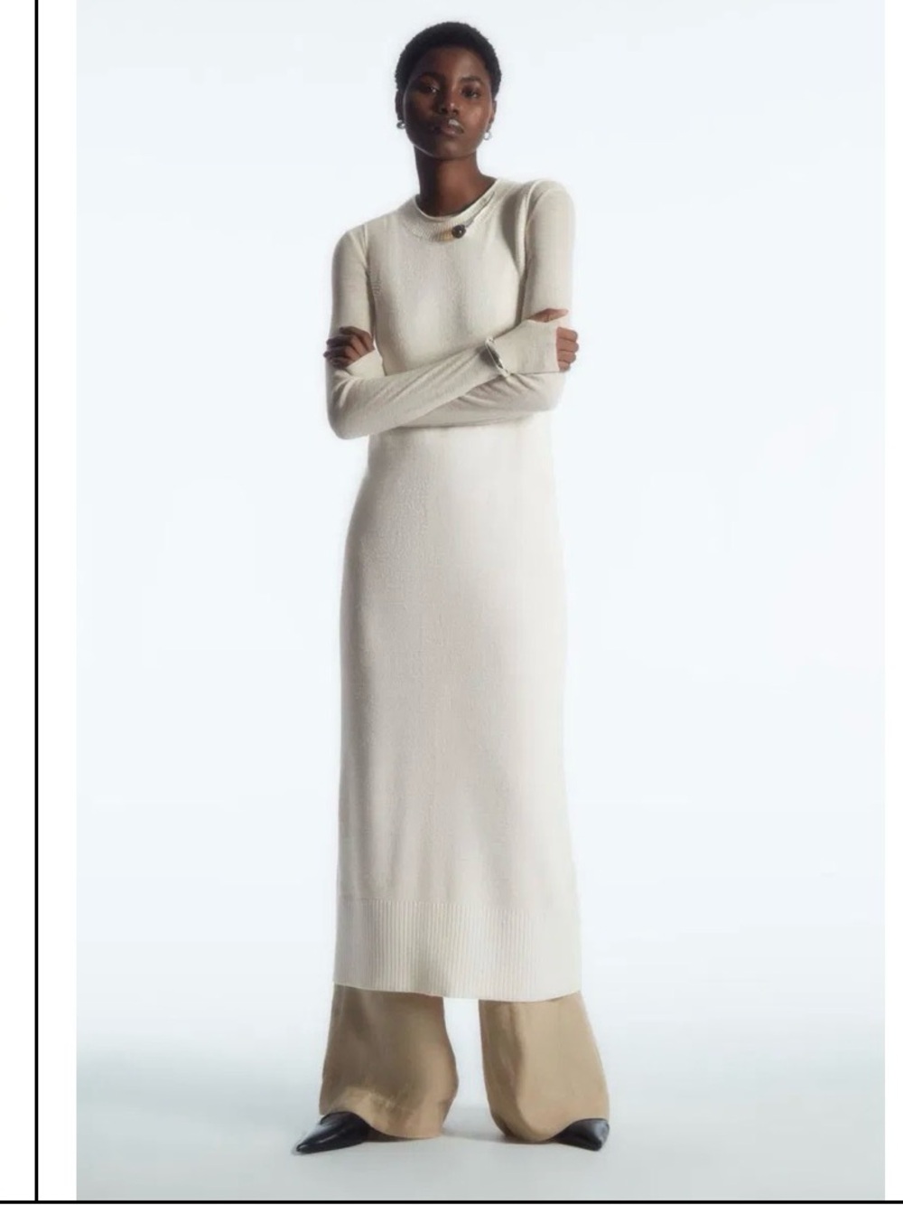 COS Off White Knitted Linen Blend Maxi Dress small euro summer classic look